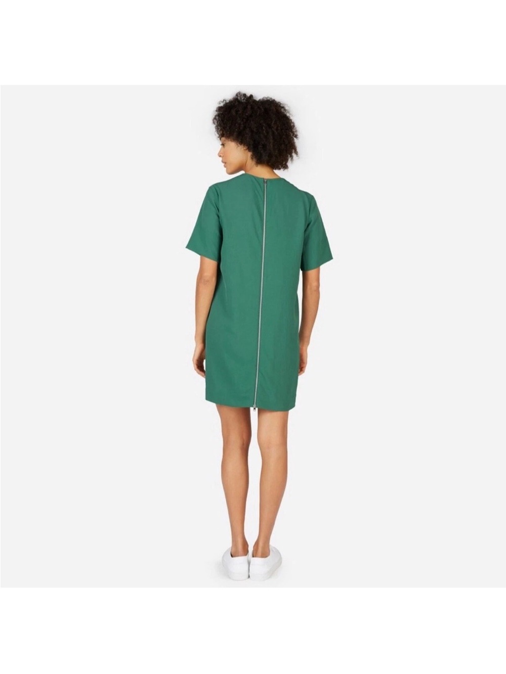 Everlane Green Japanese GoWeave Short Sleeve Zipper Back Shift Dress Size 8